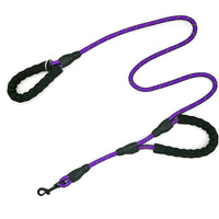HKM-8655549 Reflective Nylon Dog Leash with Double Handles - 1.5m Length, Multiple Colors Available