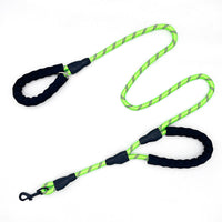 HKM-8655549 Reflective Nylon Dog Leash with Double Handles - 1.5m Length, Multiple Colors Available