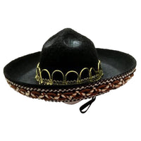 HKM-8655933 Mexican Style Pet Hat with Red Ball and Brown Lace - Seasonal Cloth Cap for Dogs