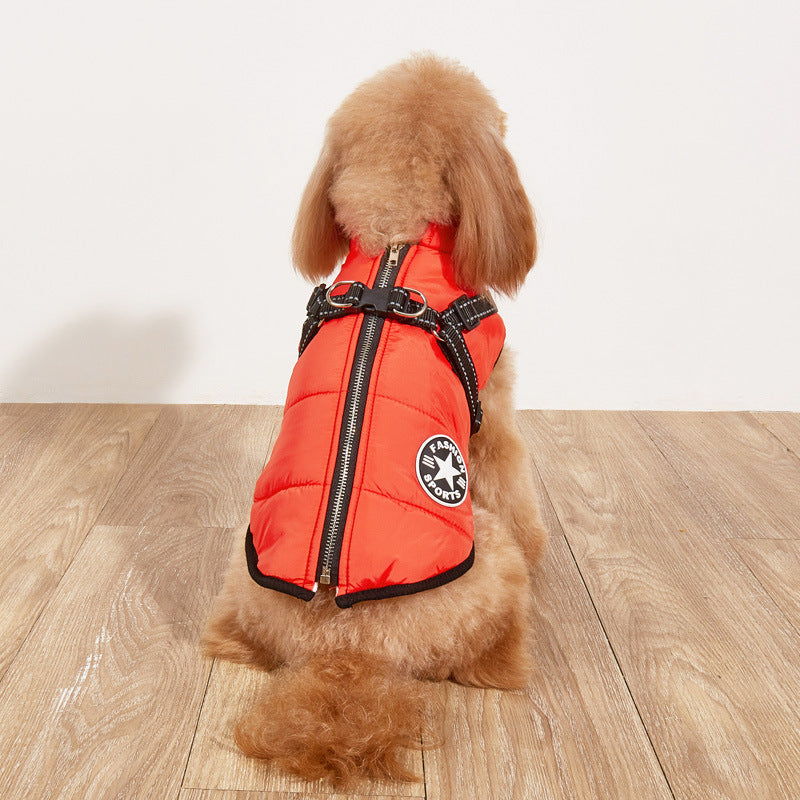 HKM-8656189 Warm Thickened Cotton-Padded Fleece-Lined Dog Clothing with Reflective Details