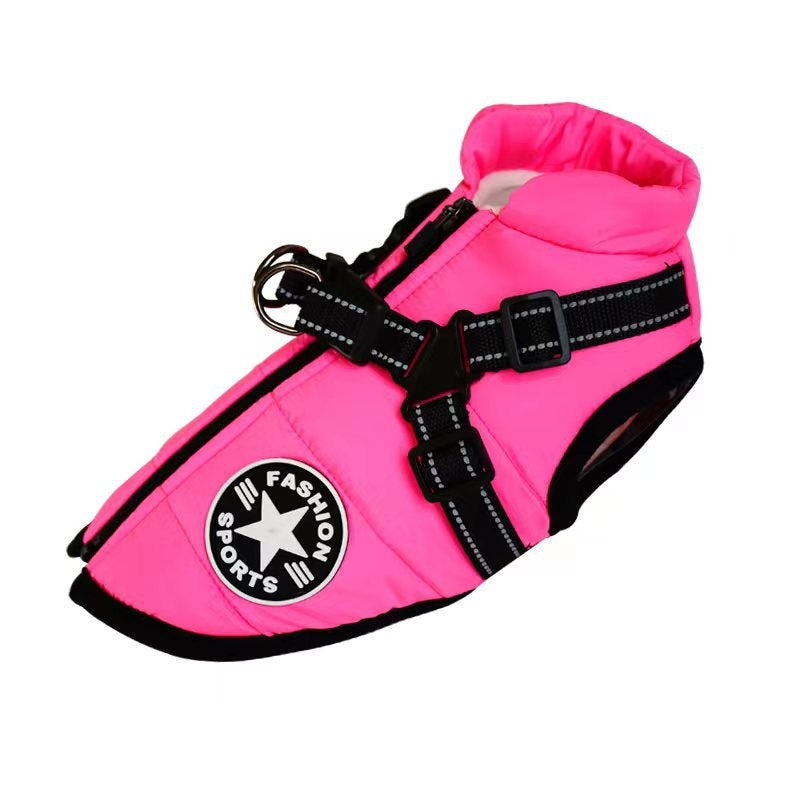 HKM-8656189 Warm Thickened Cotton-Padded Fleece-Lined Dog Clothing with Reflective Details