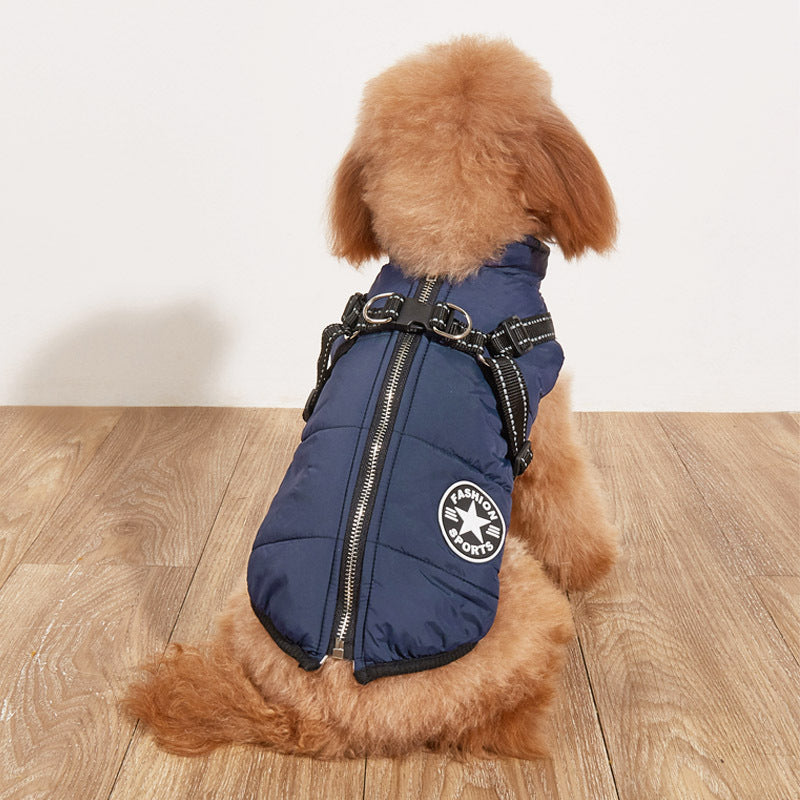 HKM-8656189 Warm Thickened Cotton-Padded Fleece-Lined Dog Clothing with Reflective Details