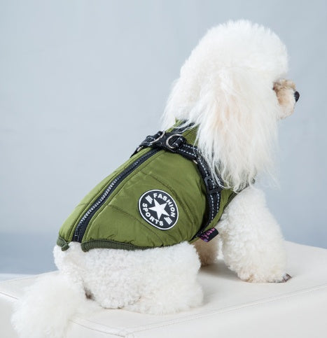 HKM-8656189 Warm Thickened Cotton-Padded Fleece-Lined Dog Clothing with Reflective Details