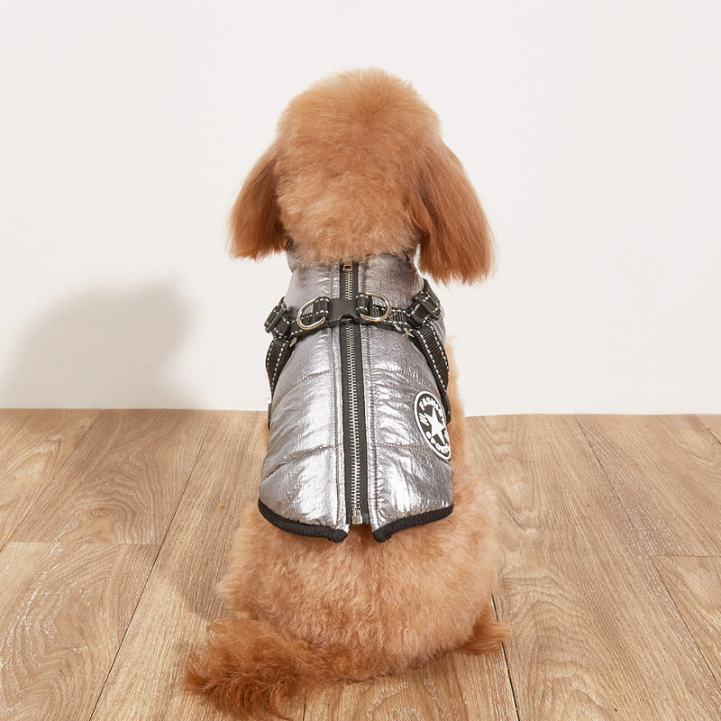 HKM-8656189 Warm Thickened Cotton-Padded Fleece-Lined Dog Clothing with Reflective Details