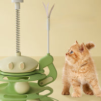 HKM-8656573 Interactive Rotating Cat Toy with Feather, Food Dispenser, and Four-Layer Tower