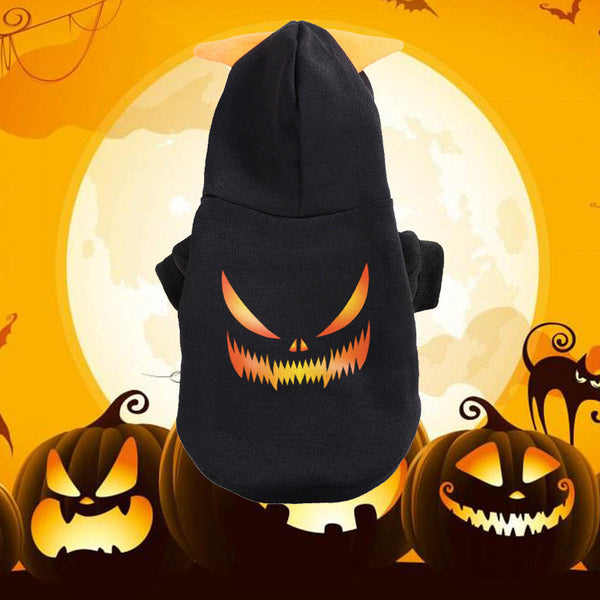 HKM-8656829 Halloween Pumpkin Sweater for Dogs in Black and Yellow, Flannel Material, Available in Sizes S, M, L