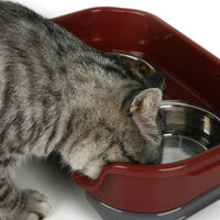 HKM-8657725 Double Basin Splash-Proof Pet Bowl Set - Stainless Steel Cat and Dog Food Dish