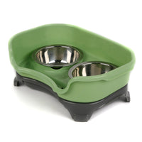 HKM-8657725 Double Basin Splash-Proof Pet Bowl Set - Stainless Steel Cat and Dog Food Dish