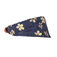 HKM-8659133 Stylish Blue Leather Pet Collar with Triangle Scarf and Bow Design, Adjustable Sizes S-M-L