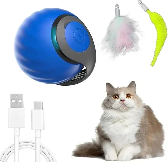 HKM-865939 Interactive Rechargeable Rolling Cat Toy Ball with Adjustable Speed for Smart Pet Training