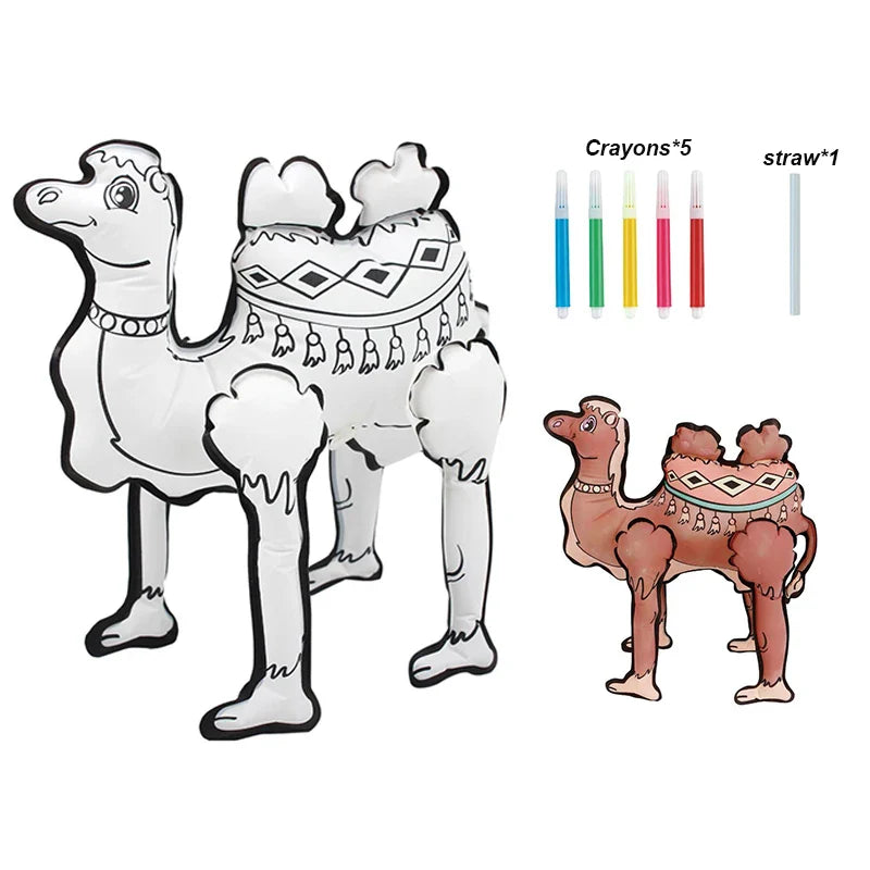 HKM-866003 DIY Hand Painted Camel Shape 3D Inflatable Balloon Toy for Kids Age 3+