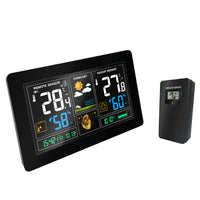 HKM-866259 Radio-Controlled Perpetual Calendar Alarm Clock with LCD Display and Weather Forecasting Functions