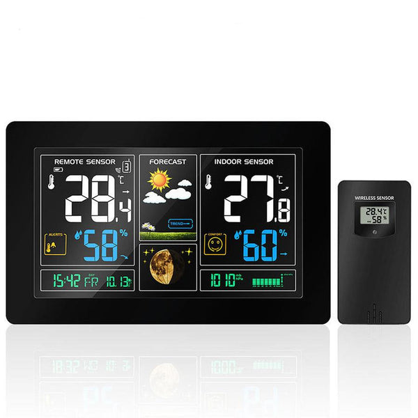 HKM-866259 Radio-Controlled Perpetual Calendar Alarm Clock with LCD Display and Weather Forecasting Functions
