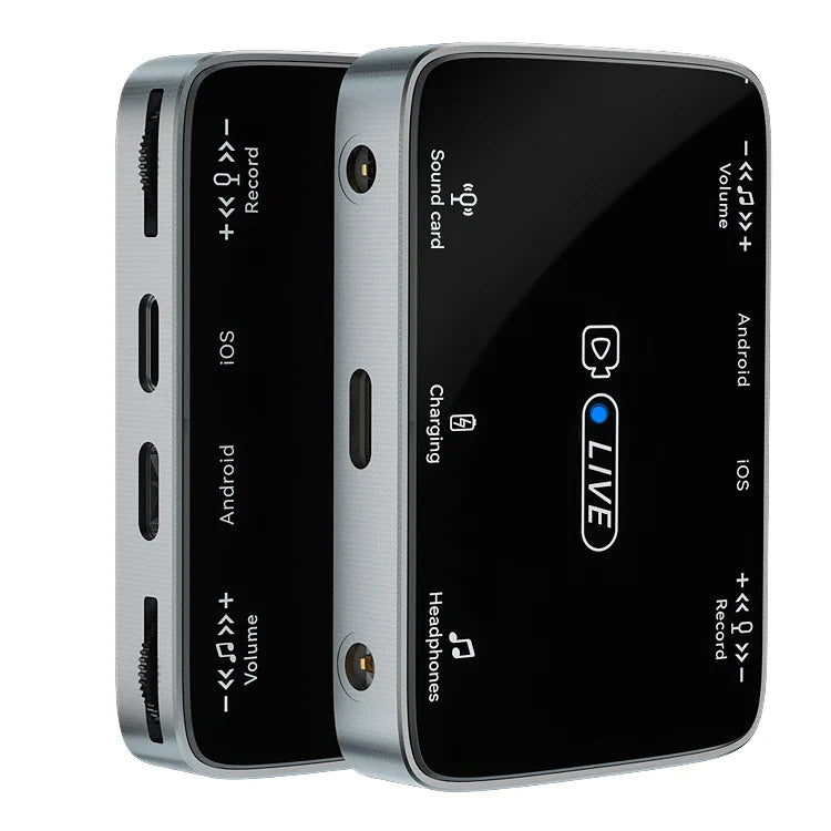 HKM-866323 2-in-1 Stereo Sound Card Converter for iPhone and Type-C Devices, Real-Time Charging and Live Streaming