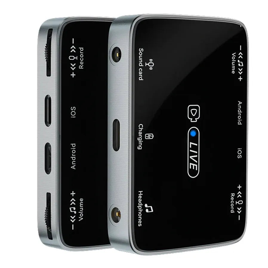 HKM-866323 2-in-1 Stereo Sound Card Converter for iPhone and Type-C Devices, Real-Time Charging and Live Streaming