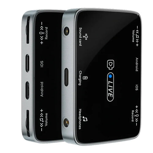 HKM-866323 2-in-1 Stereo Sound Card Converter for iPhone and Type-C Devices, Real-Time Charging and Live Streaming