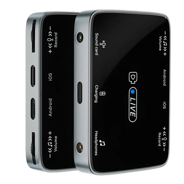 HKM-866323 2-in-1 Stereo Sound Card Converter for iPhone and Type-C Devices, Real-Time Charging and Live Streaming