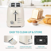 HKM-866323 Stainless Steel 2-Slice Retro Toaster for Waffles and Bread