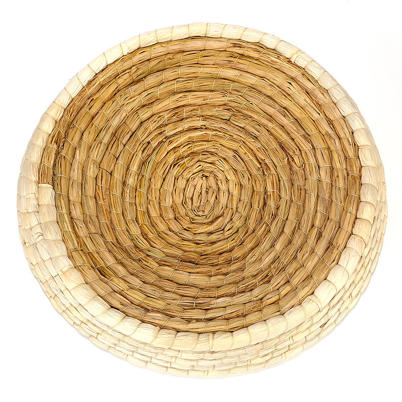 HKM-8663485 Natural Straw Cat Nest - Eco-Friendly Rattan Pet Litter Tray, 31cm Diameter