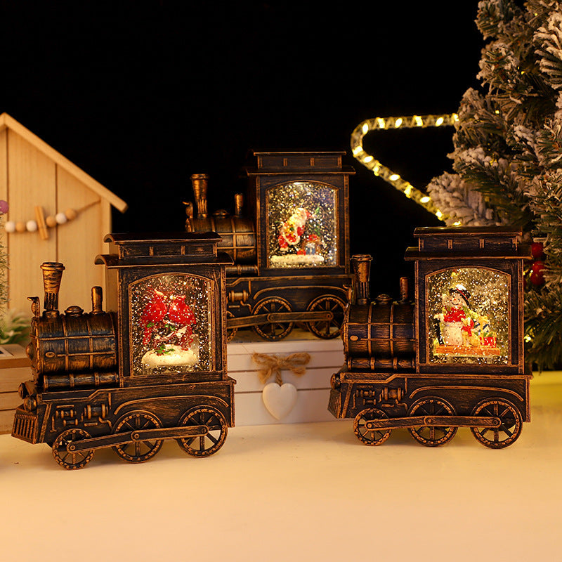 HKM-866387 Luminous Christmas Train Decoration with Music and Warm White Light