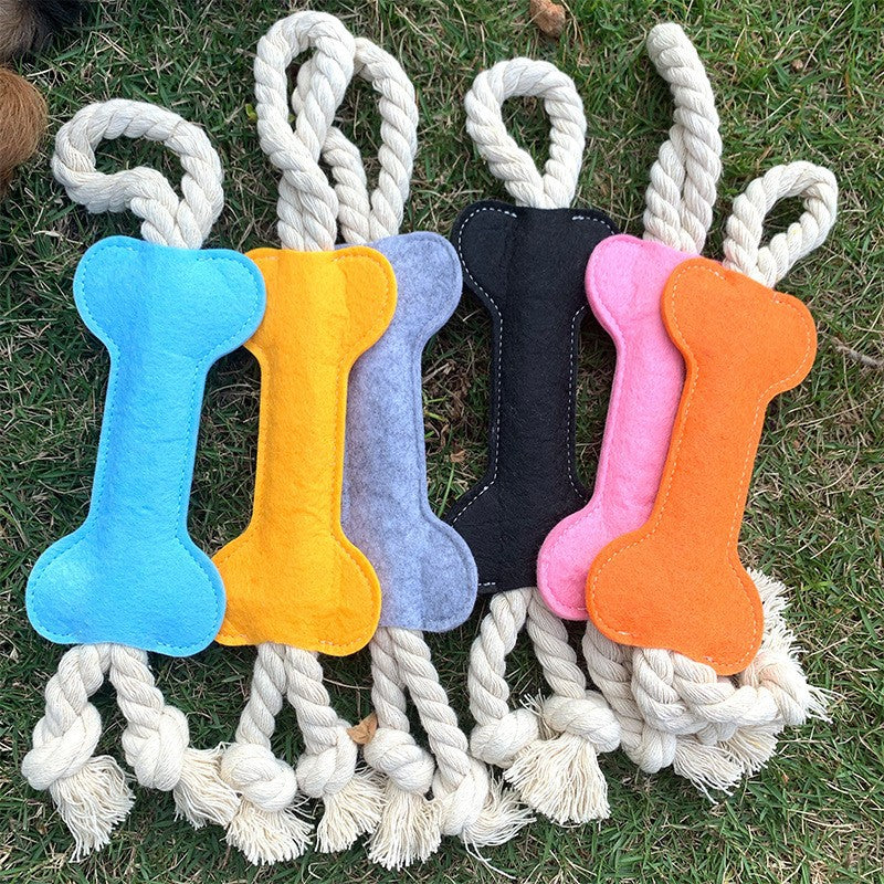 HKM-8664765 Dog Puzzle Toy - Bite Resistant Rope Knot Bone Shaped Training Tool for Dogs, 16x7x1cm, 41g