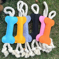 HKM-8664765 Dog Puzzle Toy - Bite Resistant Rope Knot Bone Shaped Training Tool for Dogs, 16x7x1cm, 41g