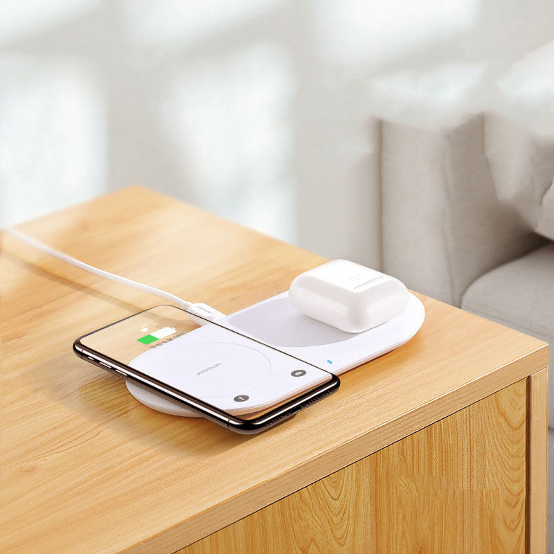 HKM-866643 Two-In-One Wireless Charger for Mobile Phone and Watch - 15W Fast Charging, Qi Certified, Fireproof Material