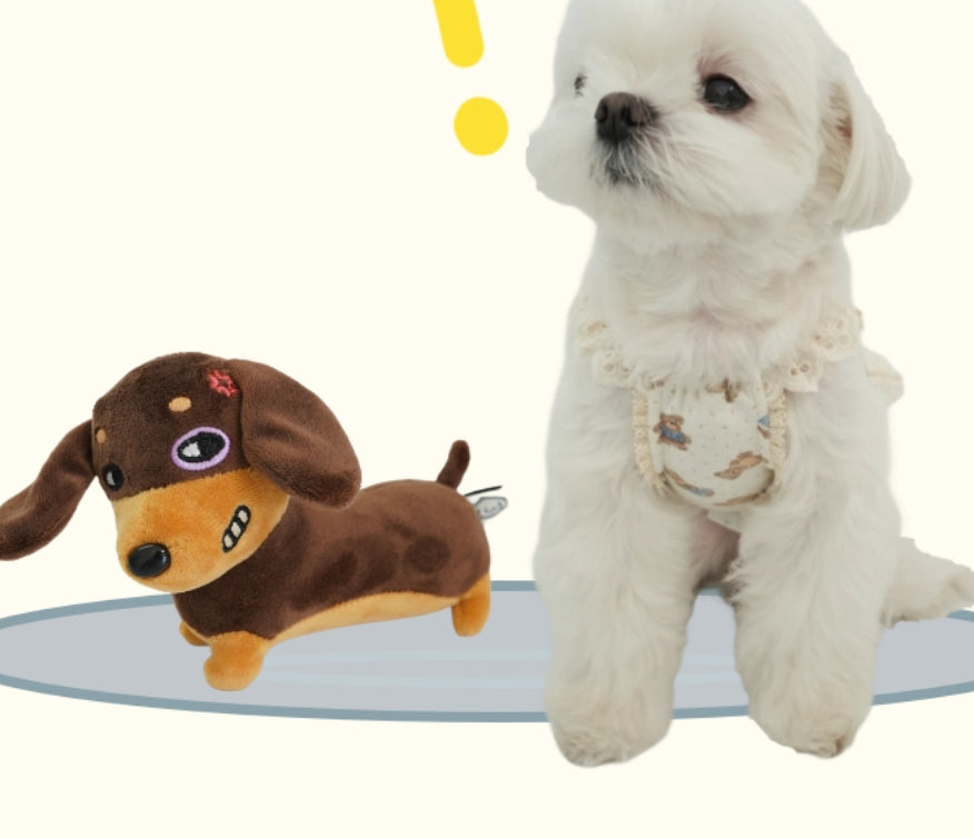 HKM-8666941 Squeaky Sausage Plush Toy for Small to Medium Dogs, Bite-Resistant and Fun