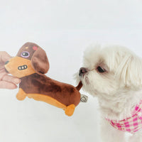 HKM-8666941 Squeaky Sausage Plush Toy for Small to Medium Dogs, Bite-Resistant and Fun