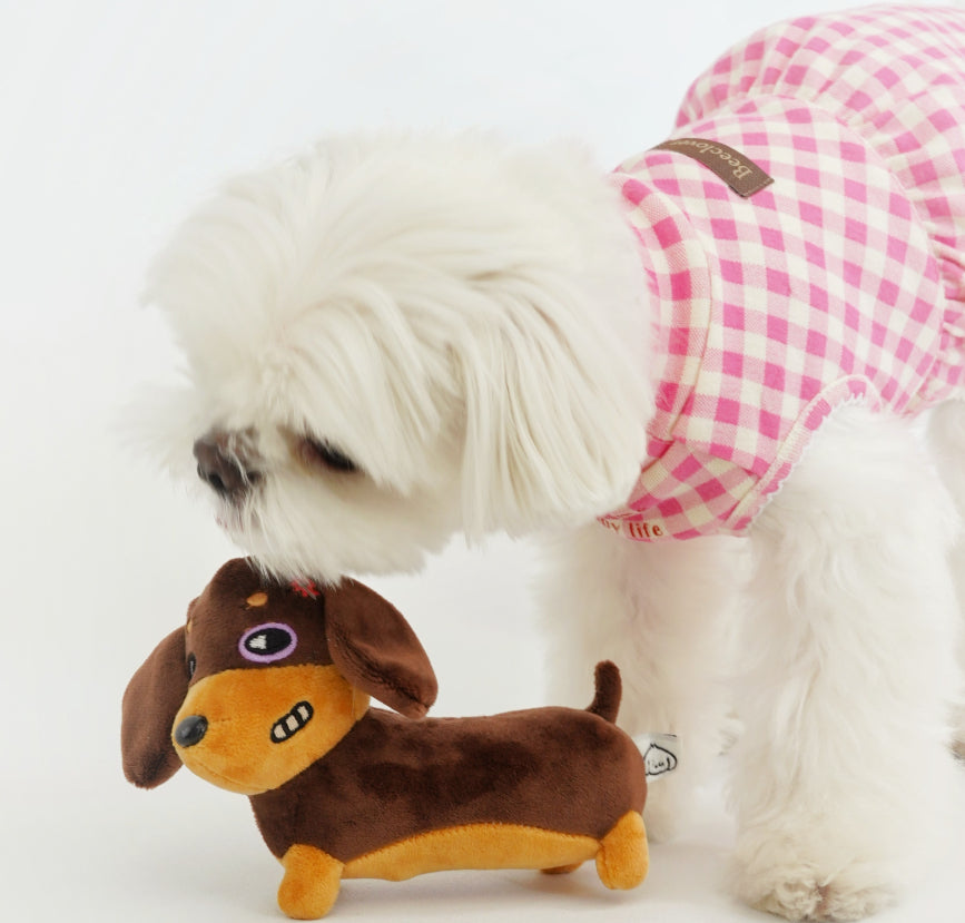 HKM-8666941 Squeaky Sausage Plush Toy for Small to Medium Dogs, Bite-Resistant and Fun