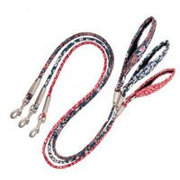 HKM-8667069 Floral Cotton Pet Dog Leash with Zinc Alloy Clips - Available in Blue and Red