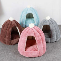 HKM-8667325 Cozy Warm Seal Petal Doghouse in Lotus Root Pink, Sea Blue, and Brown - 45x45cm