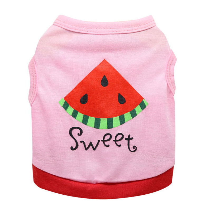 HKM-8667837 Cute Pink Watermelon Pattern Cotton Jersey Pet Vest for All Sizes
