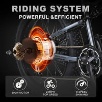 HKM-866899 Electric Mountain Bike with Full Suspension and 26 Inch Wheels - 9 Speed, 60-70 Nm Torque, LCD Display, Lithium Battery