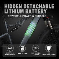 HKM-866899 Electric Mountain Bike with Full Suspension and 26 Inch Wheels - 9 Speed, 60-70 Nm Torque, LCD Display, Lithium Battery