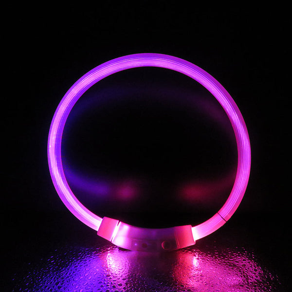 HKM-8669245 Luminous Anti-Lost Dog Collar with USB Charging - Adjustable Sizes S, M, L, Multiple Flash Modes