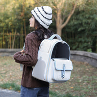 HKM-8669501 Versatile PU Cat Backpack in Khaki, Beige, Brown, Pink, White, and Black - Medium Soft Design