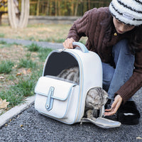 HKM-8669501 Versatile PU Cat Backpack in Khaki, Beige, Brown, Pink, White, and Black - Medium Soft Design