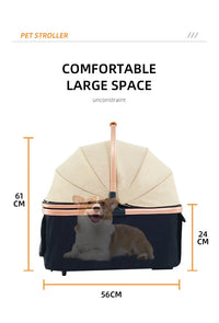 HKM-867091 Foldable 2-in-1 Luxury Pet Stroller with 4 Wheels and One-Handed Fold Mechanism