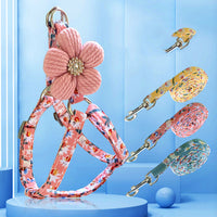 HKM-8672317 Adjustable Pet Chest Strap with Traction Rope in Rhinestone Colors