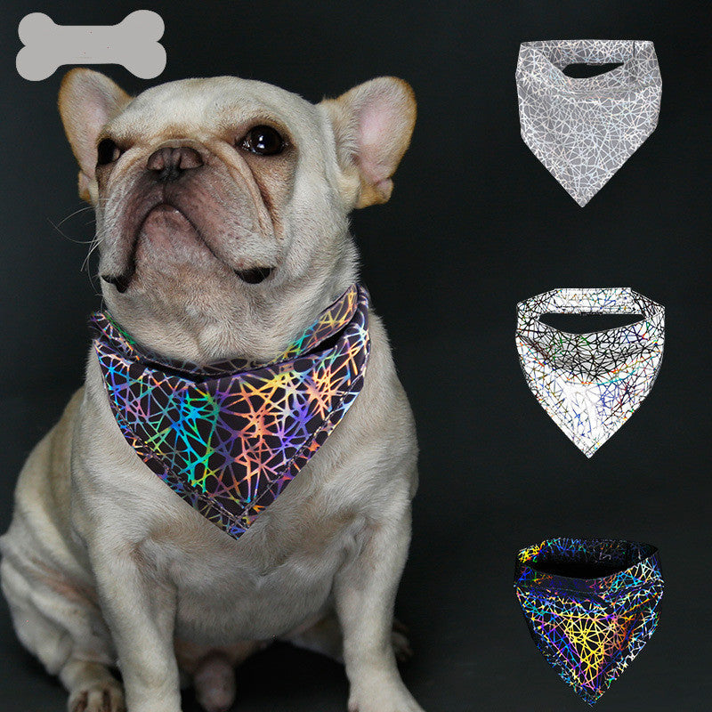 HKM-8673597 Gray Polyester Dog Scarf and Saliva Towel - Available in 3 Sizes: S, M, L