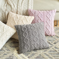 HKM-867475 Plush Jacquard Cut Flower Pillow Cover - Solid Color & Geometric Patterns