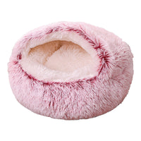 HKM-8675261 Plush Round Semi-Enclosed Pet Bed for Cats - Available in Various Sizes and Colors