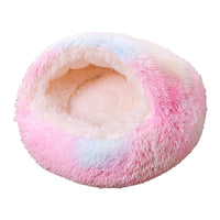 HKM-8675261 Plush Round Semi-Enclosed Pet Bed for Cats - Available in Various Sizes and Colors