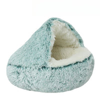 HKM-8675261 Plush Round Semi-Enclosed Pet Bed for Cats - Available in Various Sizes and Colors