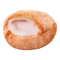 HKM-8675261 Plush Round Semi-Enclosed Pet Bed for Cats - Available in Various Sizes and Colors