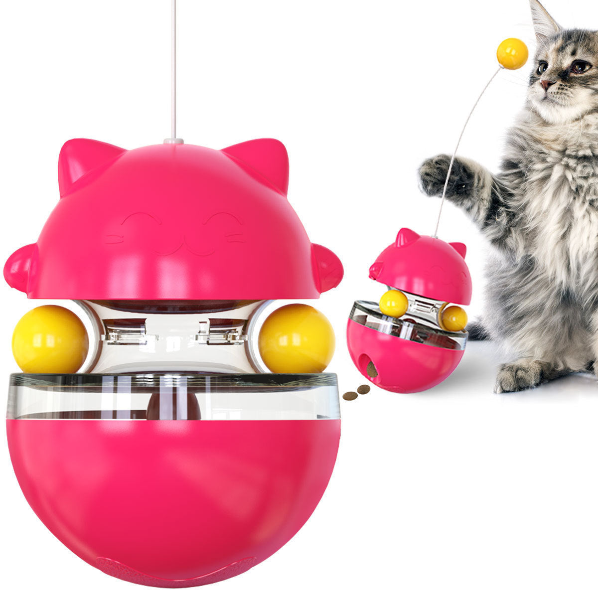 HKM-8676285 Cat Treat Dispenser Tumbler Toy for Interactive IQ Training and Mental Stimulation