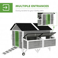 HKM-8676669 Spacious Chicken Coop with Nesting Boxes and Easy Mobility - Fits 5-8 Chickens
