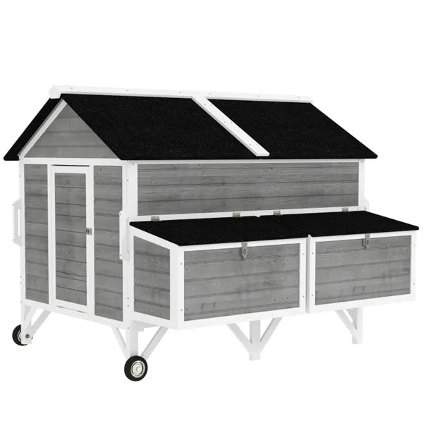 HKM-8676669 Spacious Chicken Coop with Nesting Boxes and Easy Mobility - Fits 5-8 Chickens