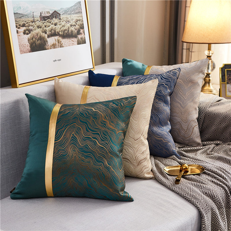 HKM-867859 Light Luxury Striped Silk Pillowcase with PP Cotton Filling